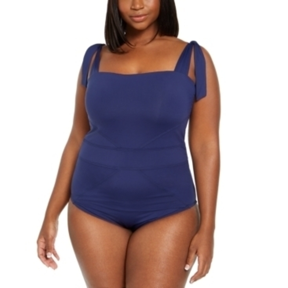 Becca ETC NAVY Plus Size Color Code One Piece Swimsuit US 0X (14-16) - Picture 1 of 1